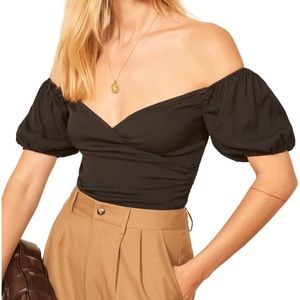 Reformation Lampone Off the Shoulder Top